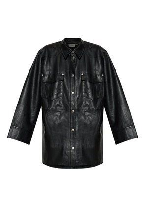 Gestuz long-sleeved leather shirt - Black