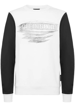 Plein Sport logo-print panelled sweatshirt - White