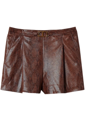TWINSET lizard-skin shorts - Brown