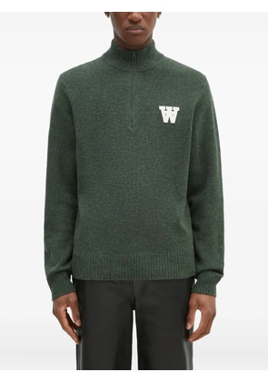 Wood Wood half-zip logo-detaill sweater - Green