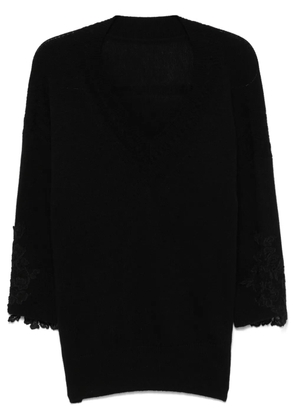 Ermanno Scervino floral lace-appliqué top - Black