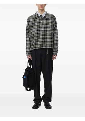 mfpen quarter-zip plaid-check shirt - Black
