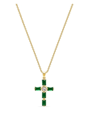 Nialaya Jewelry crystal-embellished cross-charm necklace - Gold