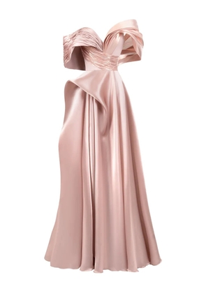 Gaby Charbachy pleated off-shoulder evening gown - Pink