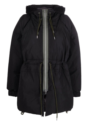 sacai drawstring hooded parka - Black