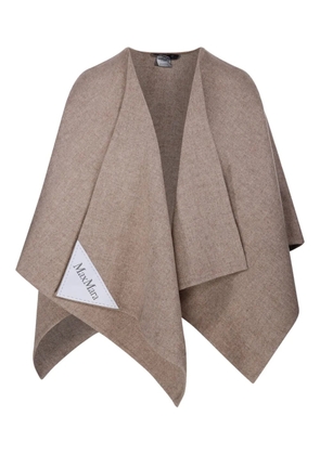 Max Mara logo-patch asymmetric cape - Neutrals
