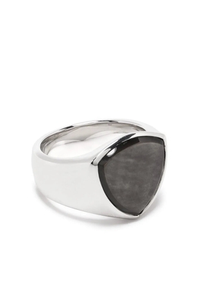 Tom Wood Shield Black MOP signet ring - Silver