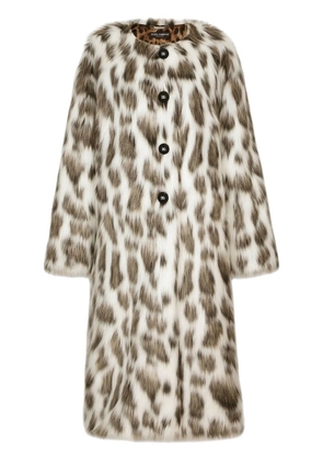 Dolce & Gabbana leopard-print faux-fur coat - White