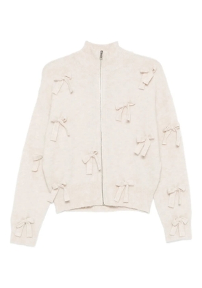 Aniye By bow-embellished zip-front cardigan - Neutrals