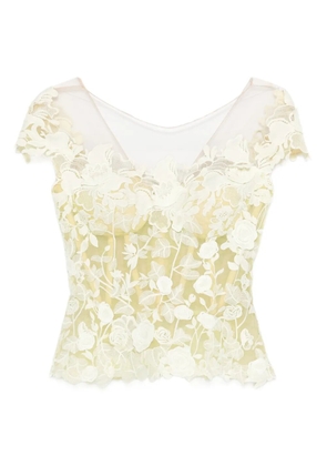 Gemy Maalouf floral lace top - Yellow