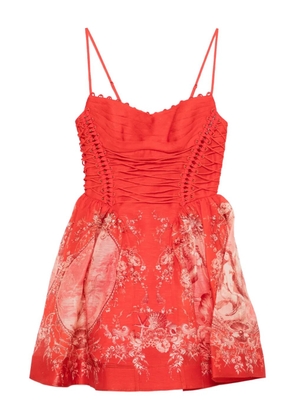 ZIMMERMANN Rebellion lace-up floral mini dress - Red
