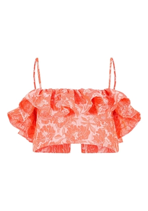 Rosie Assoulin ruffled floral top - Orange