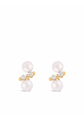 Dinny Hall 14kt yellow gold Shuga double pearl diamond stud earrings