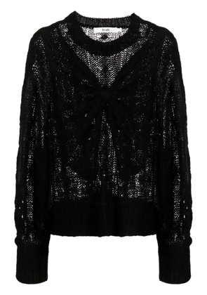 b+ab bow-embellished cable-knit jumper - Black