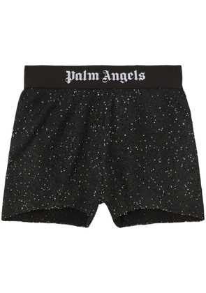 Palm Angels logo-waistband knitted shorts - Black