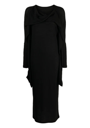 Yohji Yamamoto twist-detail wool midi dress - Black