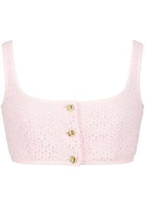 Giambattista Valli lace-embroidered sleeveless crop top - Pink