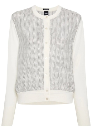 BOSS knitted-edge panelled jacket - White