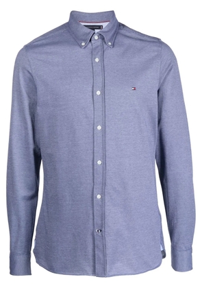 Tommy Hilfiger logo-embroidery cotton-blend shirt - Blue