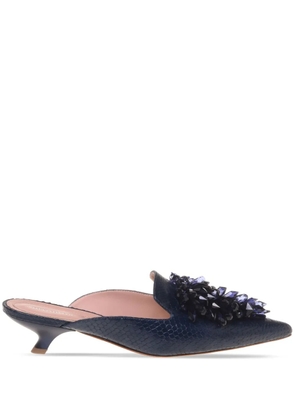 Alberta Ferretti embellished leather mules - Blue