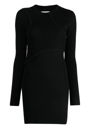 Feng Chen Wang long-sleeve wool minidress - Black
