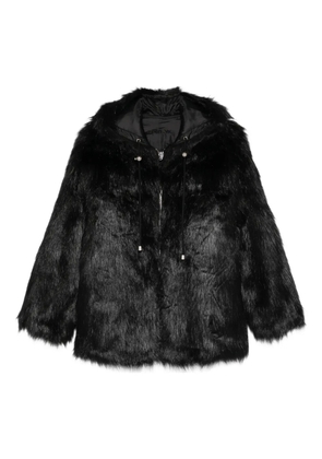 Open YY reversible faux fur hooded jacket - Black
