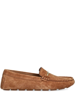 BOSS logo-detail suede loafers - Brown