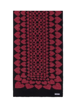Moschino heart-pattern knitted scarf - Black