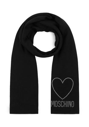 Moschino heart-studded wool scarf - Black