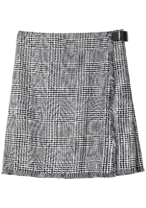 Burberry plaid-check fringed miniskirt - Black