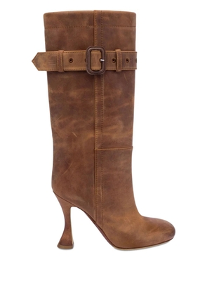 Moschino suede biker boots - Brown