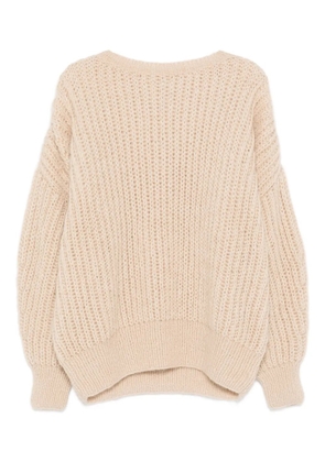 Maiami balloon-sleeve ribbed knit sweater - Neutrals