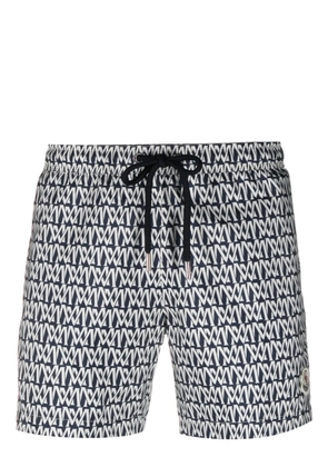 Moncler monogram-print logo-patch swim shorts - Blue