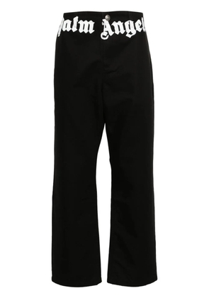 Palm Angels logo-print cotton trousers - Black