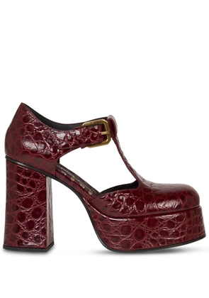 ETRO 110mm crocodile-embossed platform pumps - Red