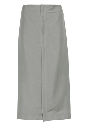 FENDI embroidered-logo midi skirt - Grey