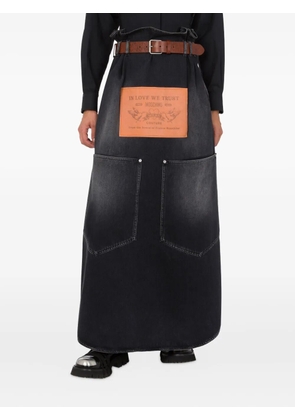 Moschino leather-belt denim skirt - Black
