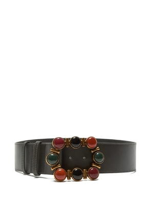 MALIPARMI stone-embellished leather belt - Black