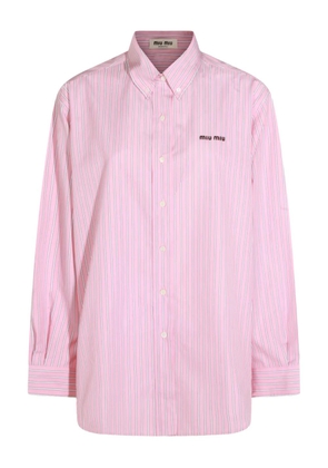 Miu Miu striped-pattern logo-embroidered shirt - Pink
