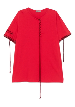 Yohji Yamamoto whipstitch-trim T-shirt - Red