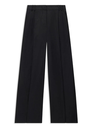 Another Tomorrow wide-leg pleated linen trousers - Black