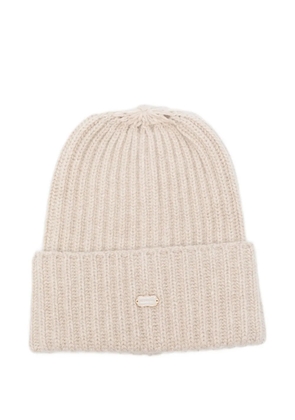 Agnona ribbed logo beanie - Neutrals
