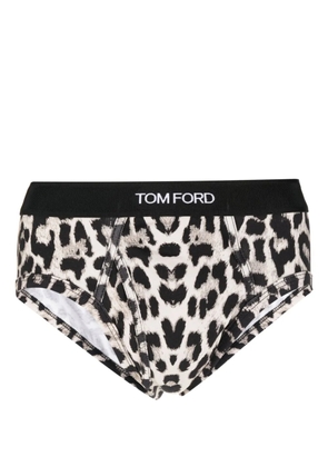 TOM FORD cheetah-print logo-waistband briefs - Neutrals