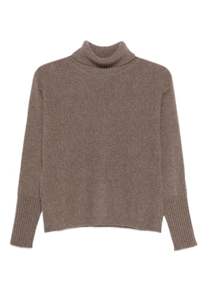 AROVESCIO turtleneck ribbed sweater - Brown