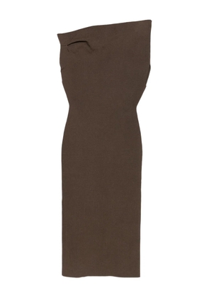 ARMARIUM asymmetric-neckline midi dress - Brown