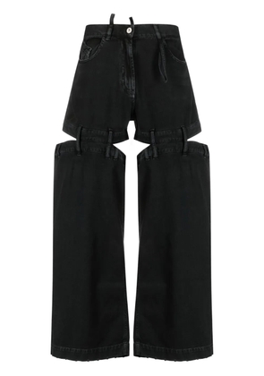 The Attico cut-out wide-leg jeans - Black