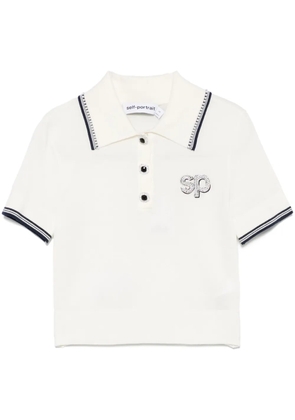 Self-Portrait SP-patch polo top - White