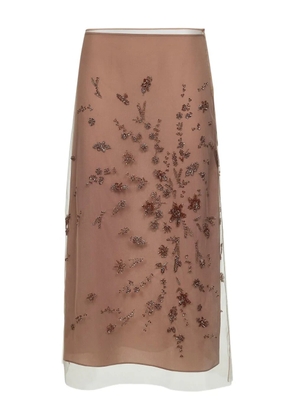 FENDI floral-embellishments midi skirt - F0QA6 PINK
