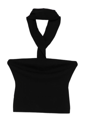 Cult Gaia halterneck ribbed top - Black