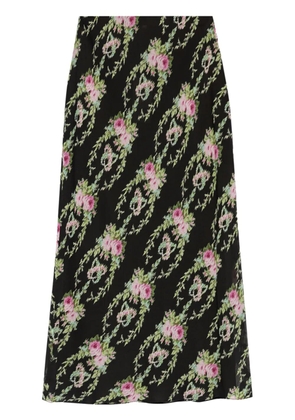 LoveShackFancy rose-intarsia midi skirt - Black